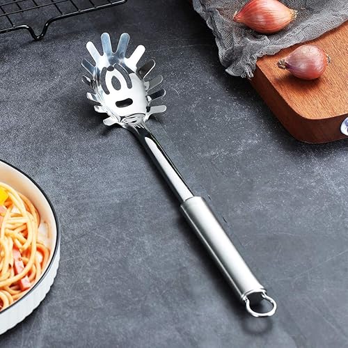 Miniatura 9 de Berglander Tenedor para pasta, cuchara de espagueti, servidor de pasta arcoíris de acero inoxidable, colorido servidor de espagueti con chapado de