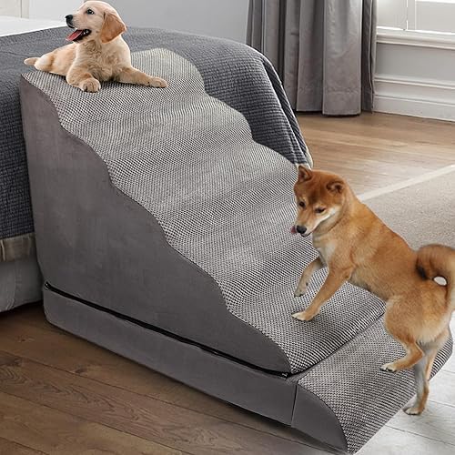 Miniatura 1 de Escaleras suaves para perros y escalones para camas altas de 28 pulgadas de alto, escaleras para mascotas LitaiL para camas altas para perros