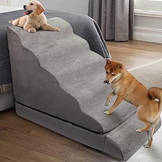 Dog Stairs for High Beds 30-36 inches Tall, 6-Step Pet Stairs/Steps for High Bed