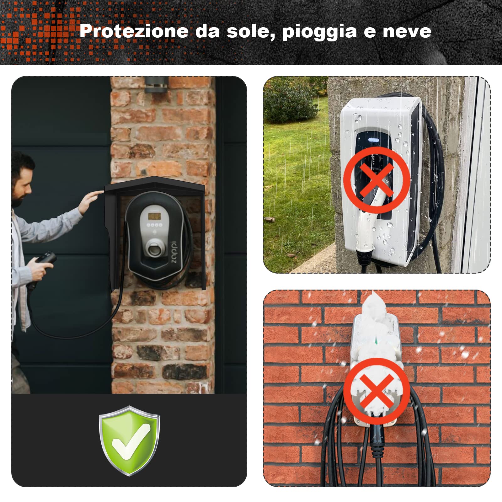 Protezione dalle intemperie per Wallbox, tetto di protezione per colonnina di ricarica, copertura protettiva per stazione di ricarica per auto elettriche, accessori per Wallbox, protezione