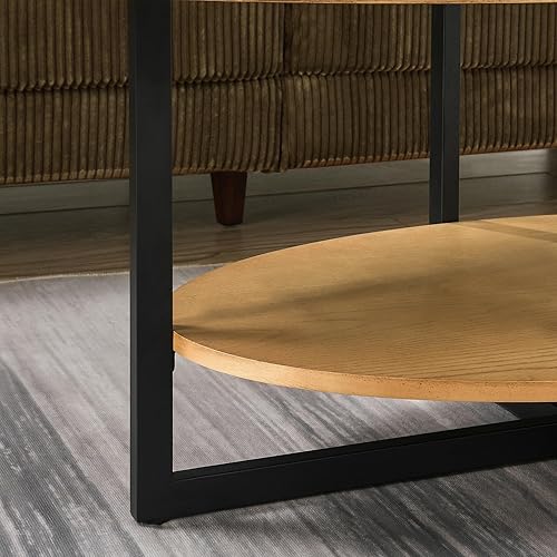 Miniatura 7 de MODERION KFZ1811 - Mesa auxiliar ovalada con estante de almacenamiento, 43.3 pulgadas, mesa central de sofá de granja con parte superior en forma de