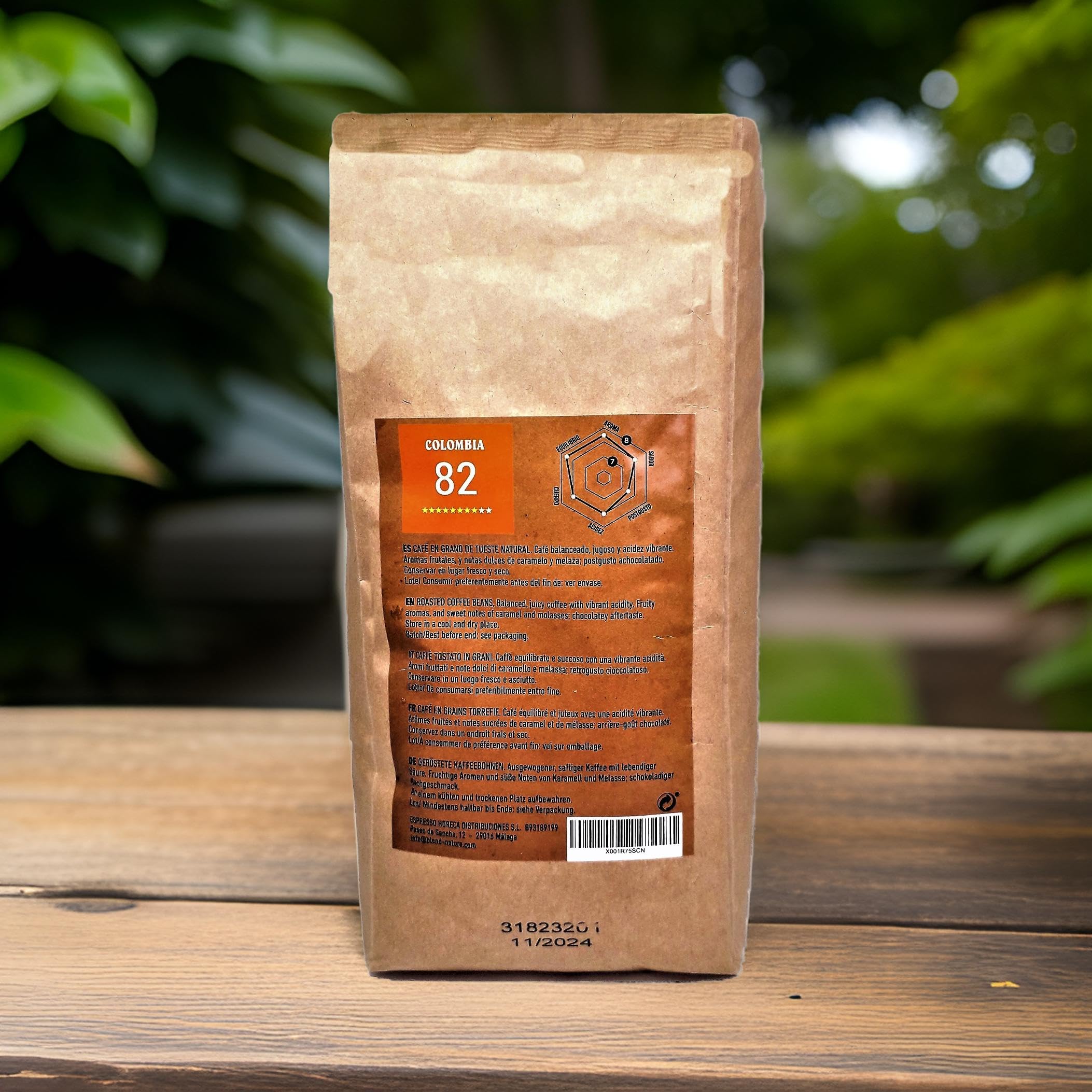 Café en Grano 1kg Natural Colombia 100% Arabica-Calificación 82 puntos por la Specialty Coffee Association (SCA) por su sabor aroma y excelencia-Origen exclusivo Colombia