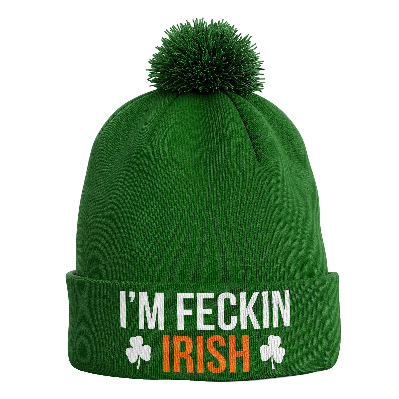 Purple Print House Men's Im Feckin Irish Ireland Bobble Beanie Hat - 12 Designs - St Patricks Day Gift Ireland Rugby (Im Feckin Irish)