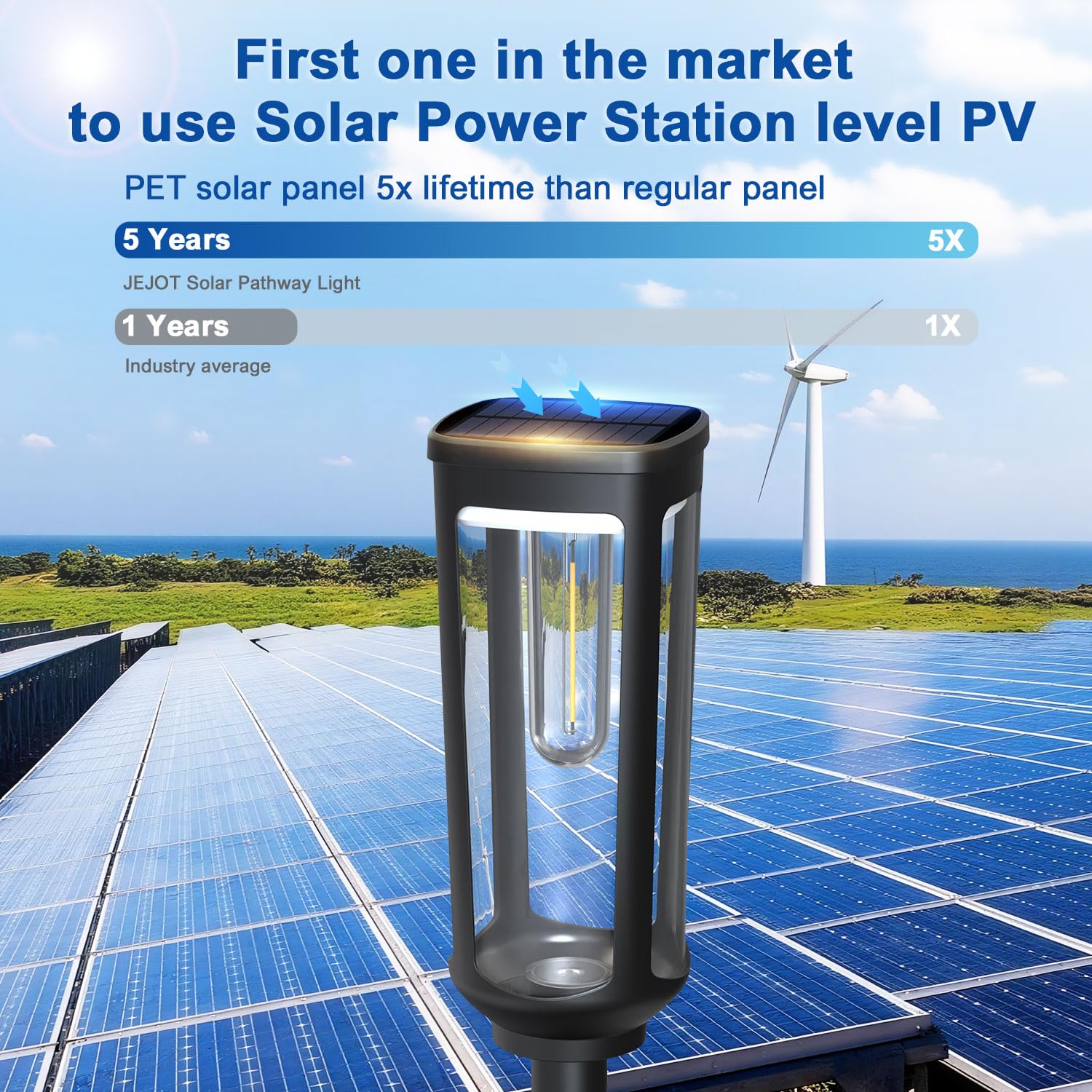 JEJOT Solar-Wegleuchten für den Außenbereich, 8 Stück, coole Gartenleuchten, solarbetrieben, wasserdicht, IP65, automatisches An-/Ausschalten, Außenlicht für Rasen, Terrasse, Gehweg, Auffahrt