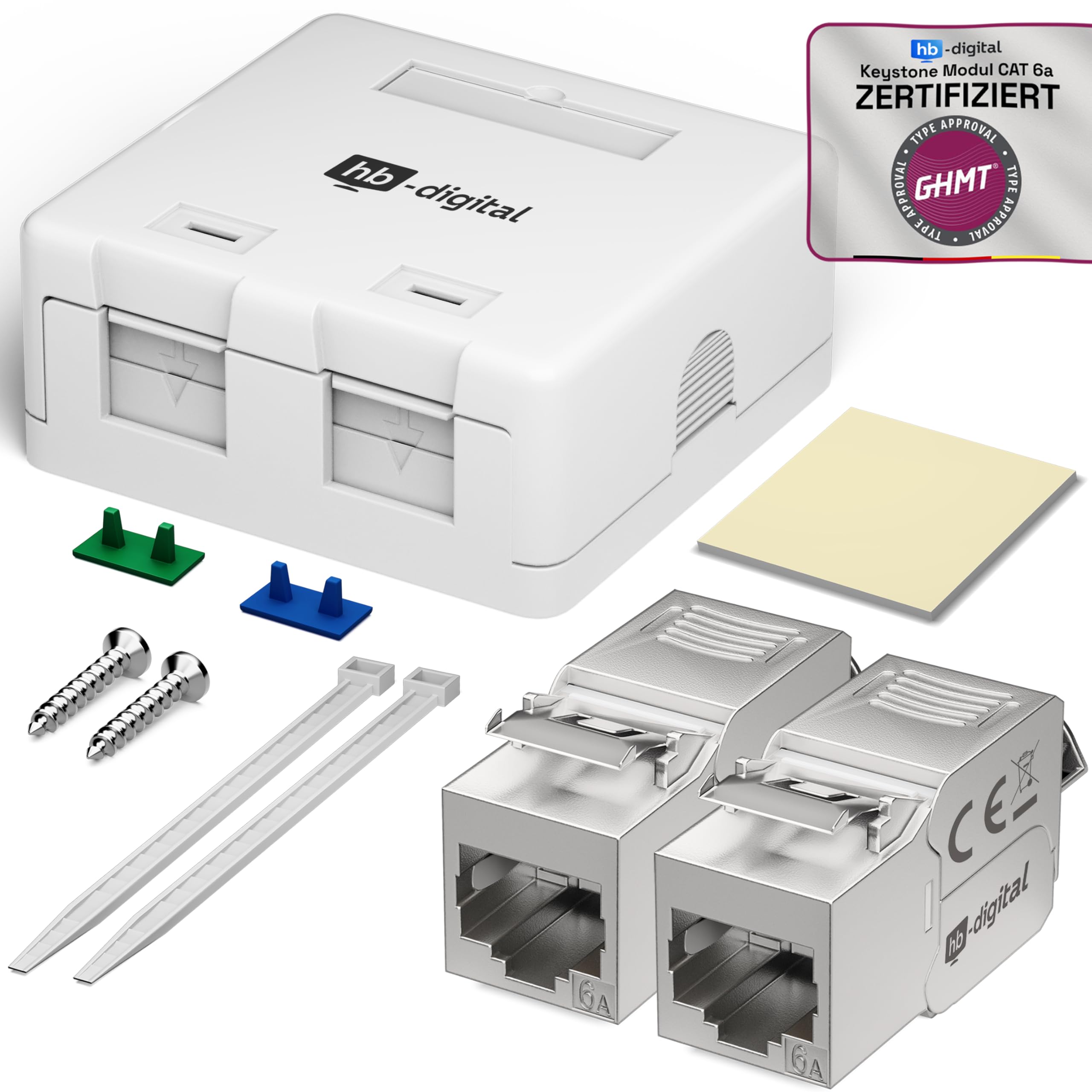 HB-DIGITAL Anschlussbox 1,2 Port Keystone Modul CAT 6,7,8