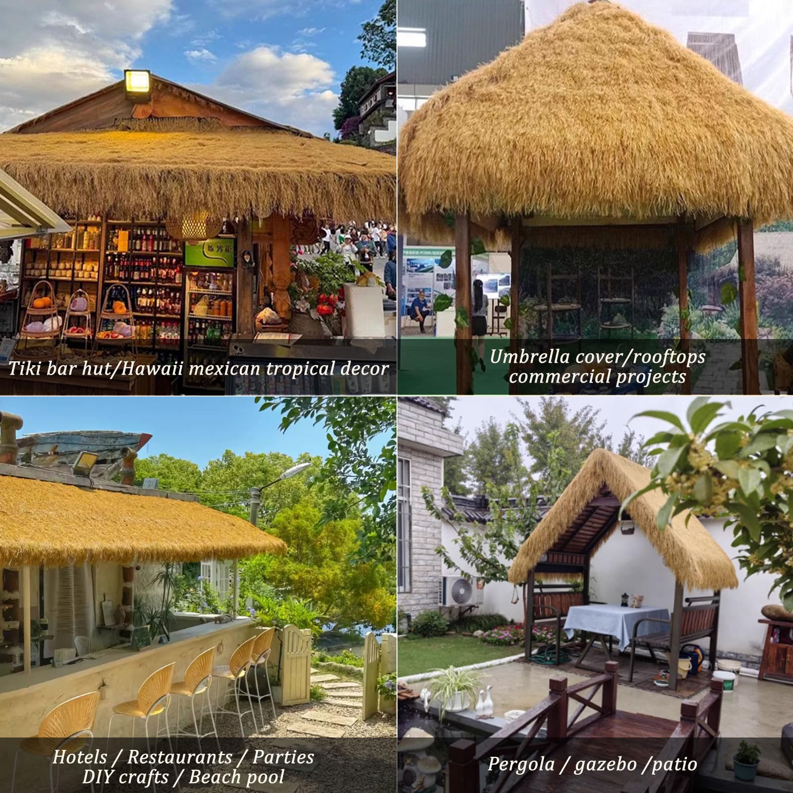 Synthetisches Strohgrasdach Feuerfeste Künstliches Strohrolle für Tiki-bar Hütten Palapa-reetdach Hawaii-Party und Bar Dekoration Gartenzaun Terrasse(Size:1 * 20m(3.2 * 65ft),Color:Gelb)
