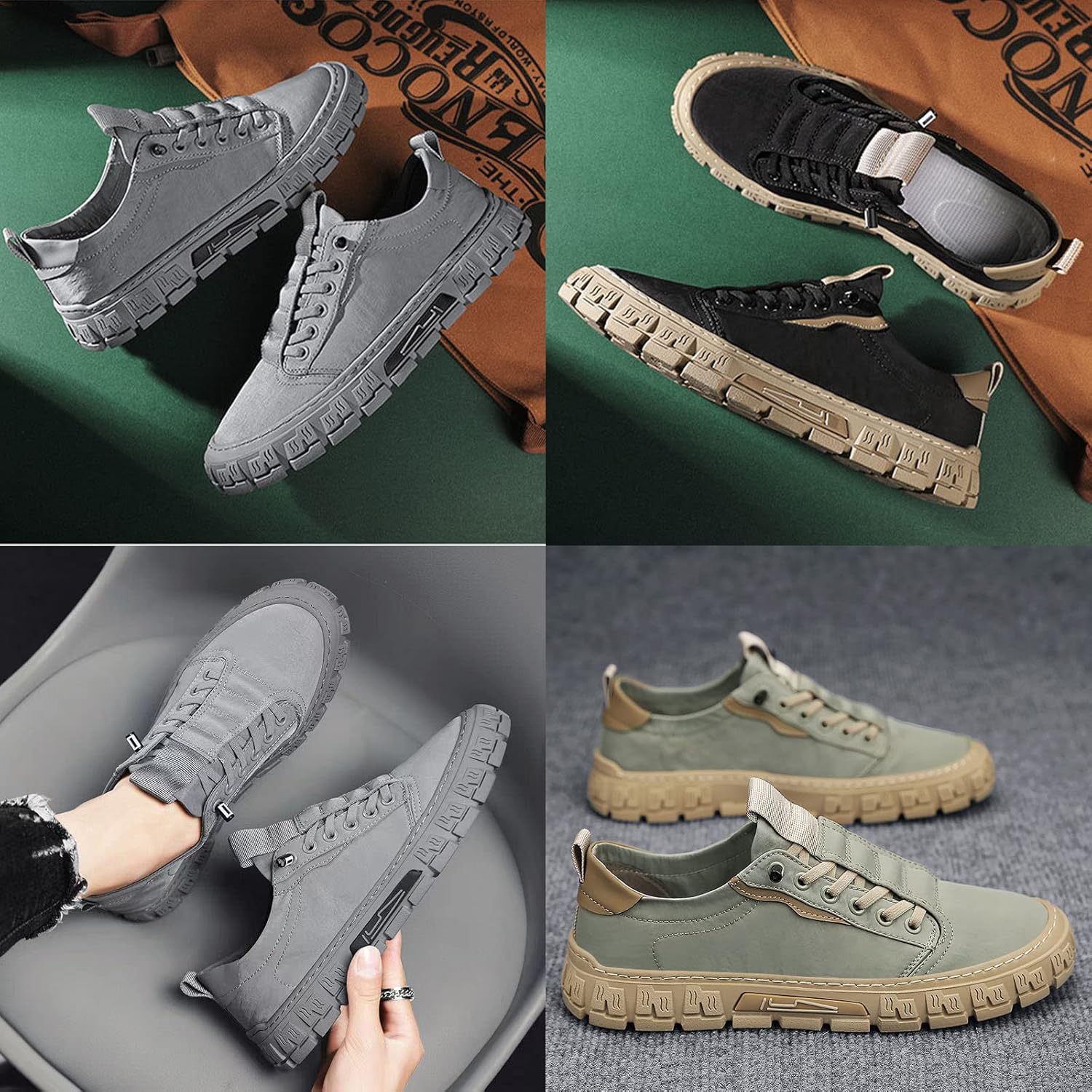 Men's Breathable Canvas Fashion Sneaker,Comfy Non-Slip Outdoor Travel Hiking Jogging Skateboarding Casual Shoes - Image 2