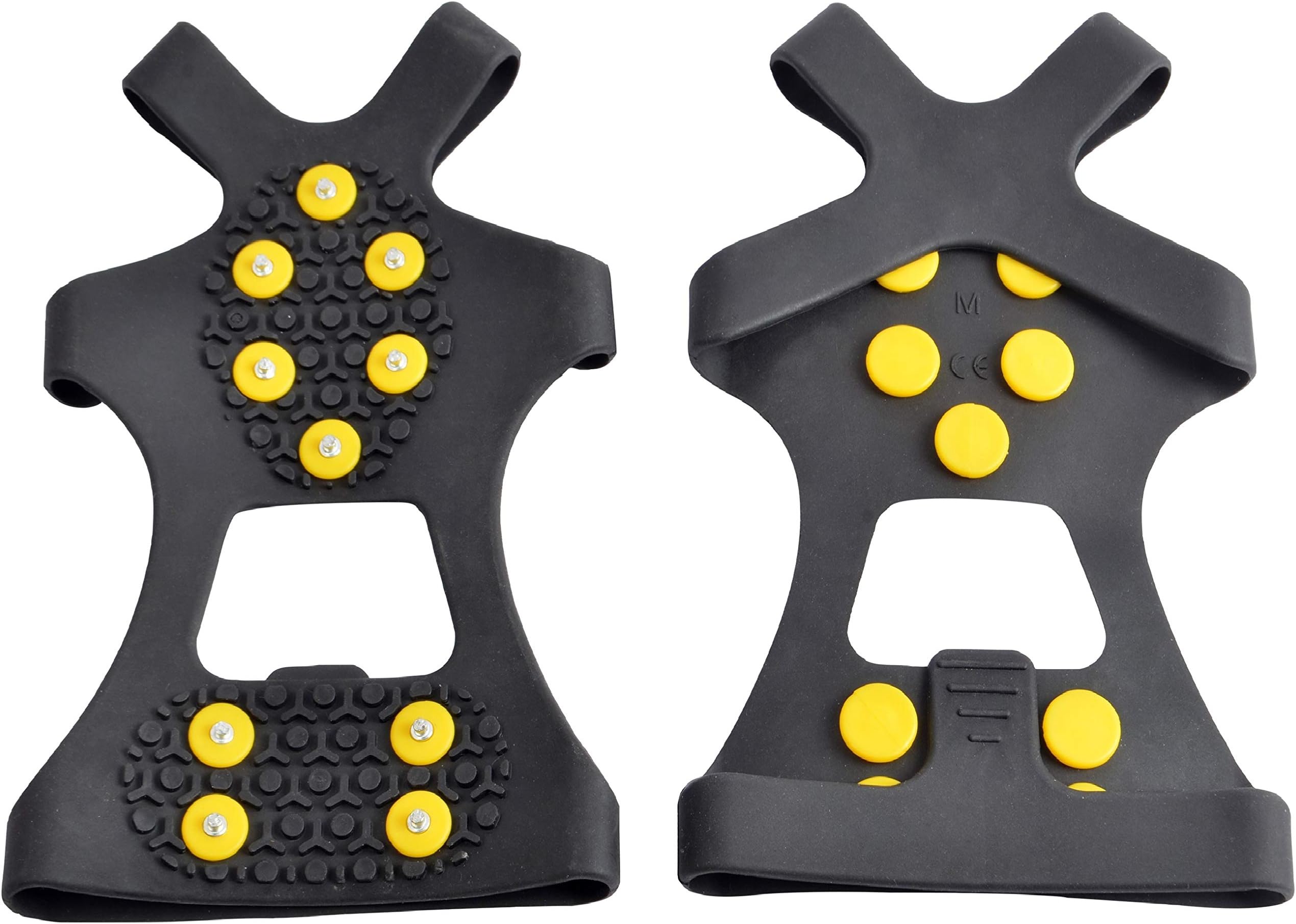 Ice Grips, Traction Cleats, Ice Cleat, Easy Slip On, Outdoor Durable, 10 Steel Studs, Stretchable, Prevent Slipping from Ice/Snow, Extra Studs Included in Each Package.