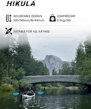 Adjustable Kayak Paddle with Carbon Shaft and Polypropylene Blade, Available in 220-230/220-240/230-250cm, Lightweight Floating Kayak Oars with Original Pattern