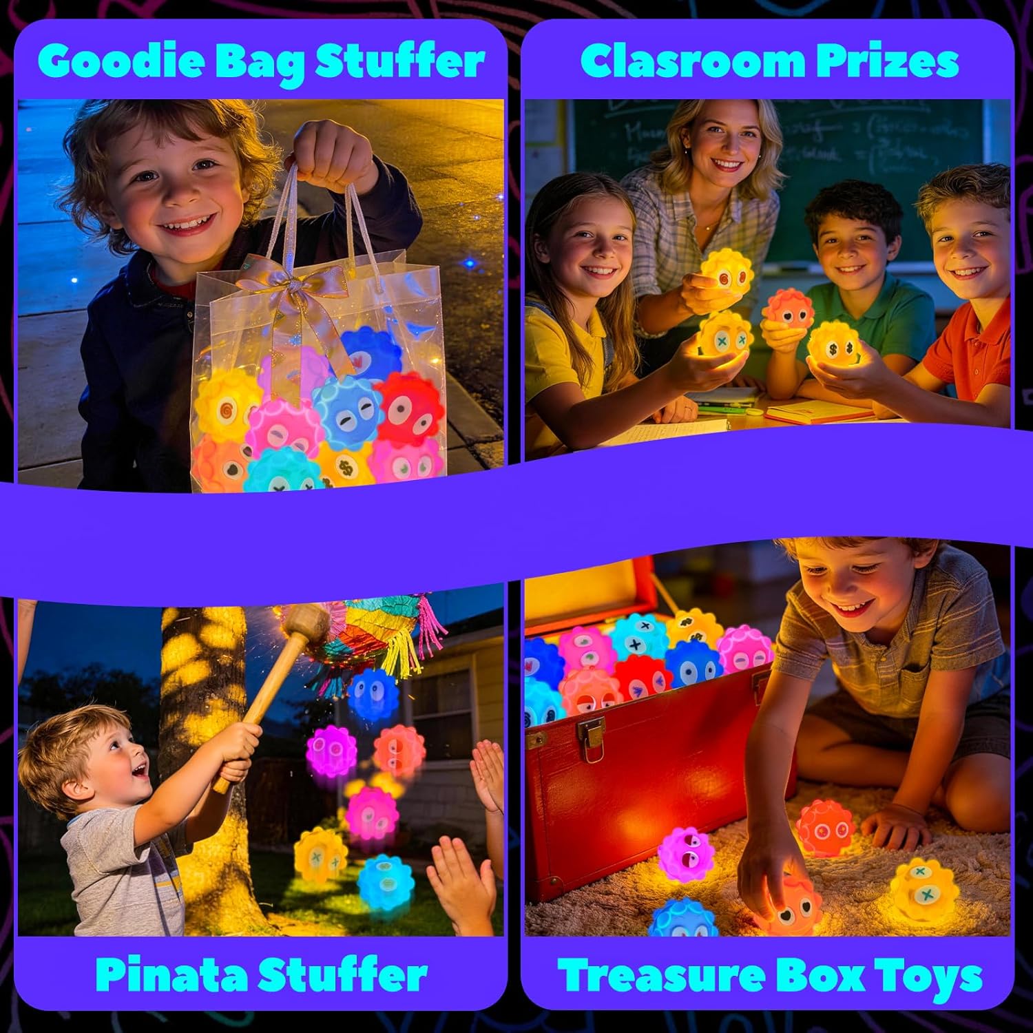 KissFree Easter Egg Fillers, Light Up Pop Ball Party Favors for Kids, Easter Basket Stuffers 3D Pop Fidget Ball Sensory Toys Bulk, Goodie Bag Stuffer, Classroom Prizes, Gifts for Boys & Girls