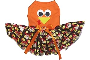 Petitebella Thanksgiving Dog Outfit in Orange Turkeys
