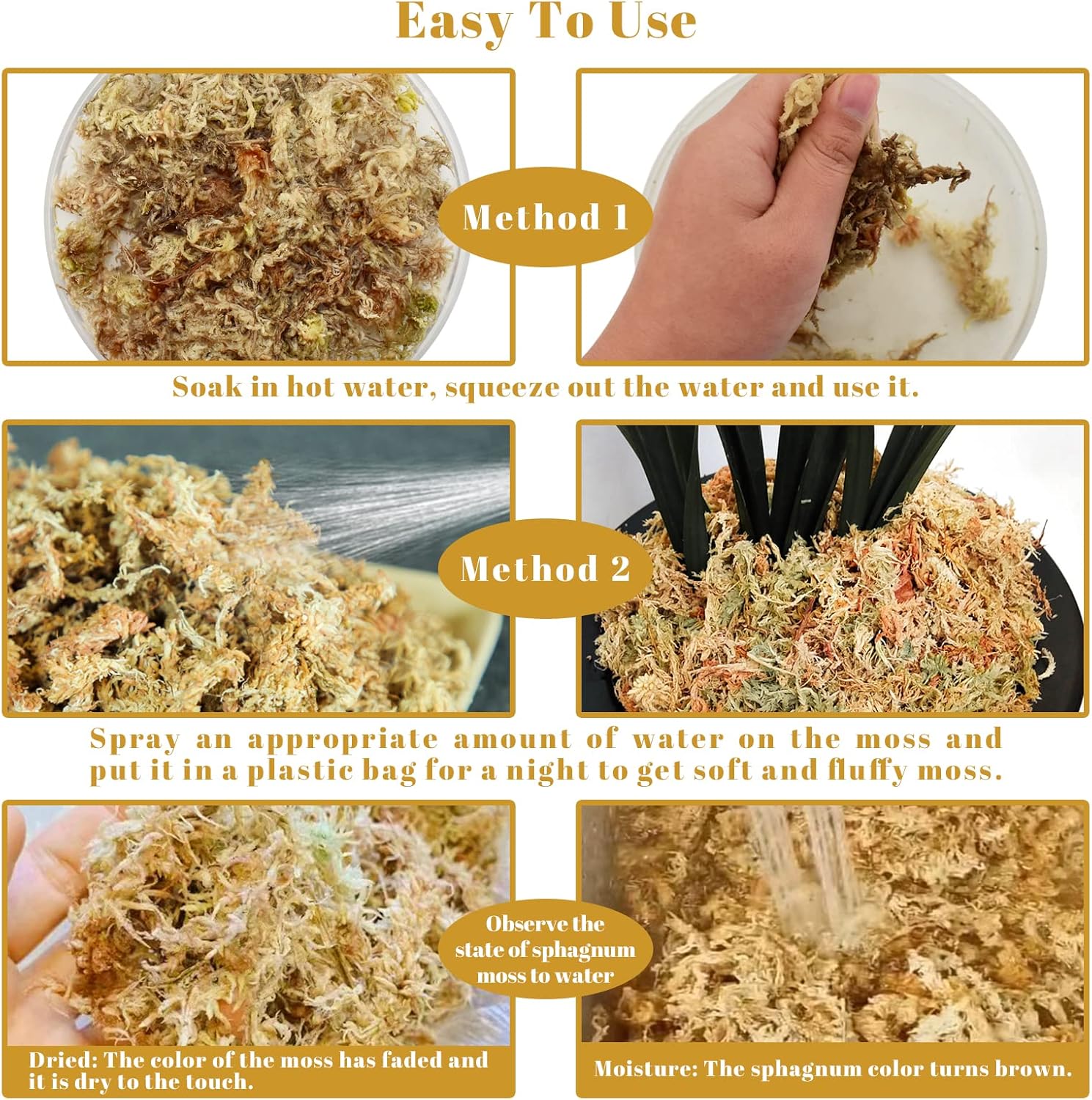 Legigo 2.2LBS Premium Sphagnum Moss for Plants- 40QT Natural Succulent Carnivorous Plant Moss Dried, Long Fiber Orchid Moss for Orchid Repotting Succulent Sarracenia Potted Plants Gardening & Reptiles