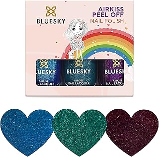 BLUESKY Kids Glossy Finish Nail Varnish Set, Cosmic Space Collection. Green,Purple,Blue. Easy Peel-Off,Non-Toxic,Water- Based,Odour-Free Polish For,Gift,3 X 5Ml Stickers-picture-10