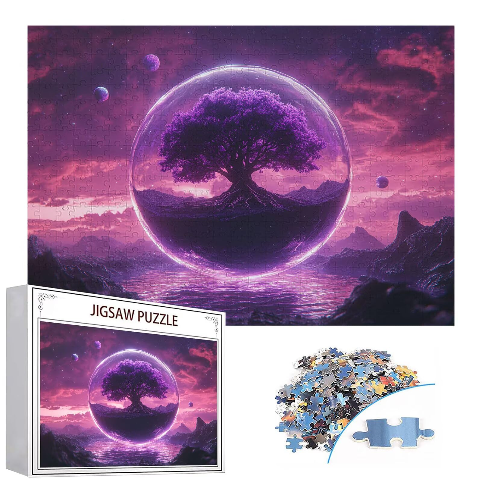 Puzzle 4000 elementów drzewo puzzle dla dorosłych jezioro 141 x 87 cm unikalne rzemiosło klasyczne 3D drewniana układanka do rodzinnych gier aktywnych, układanka do samodzielnego wykonania nawet do