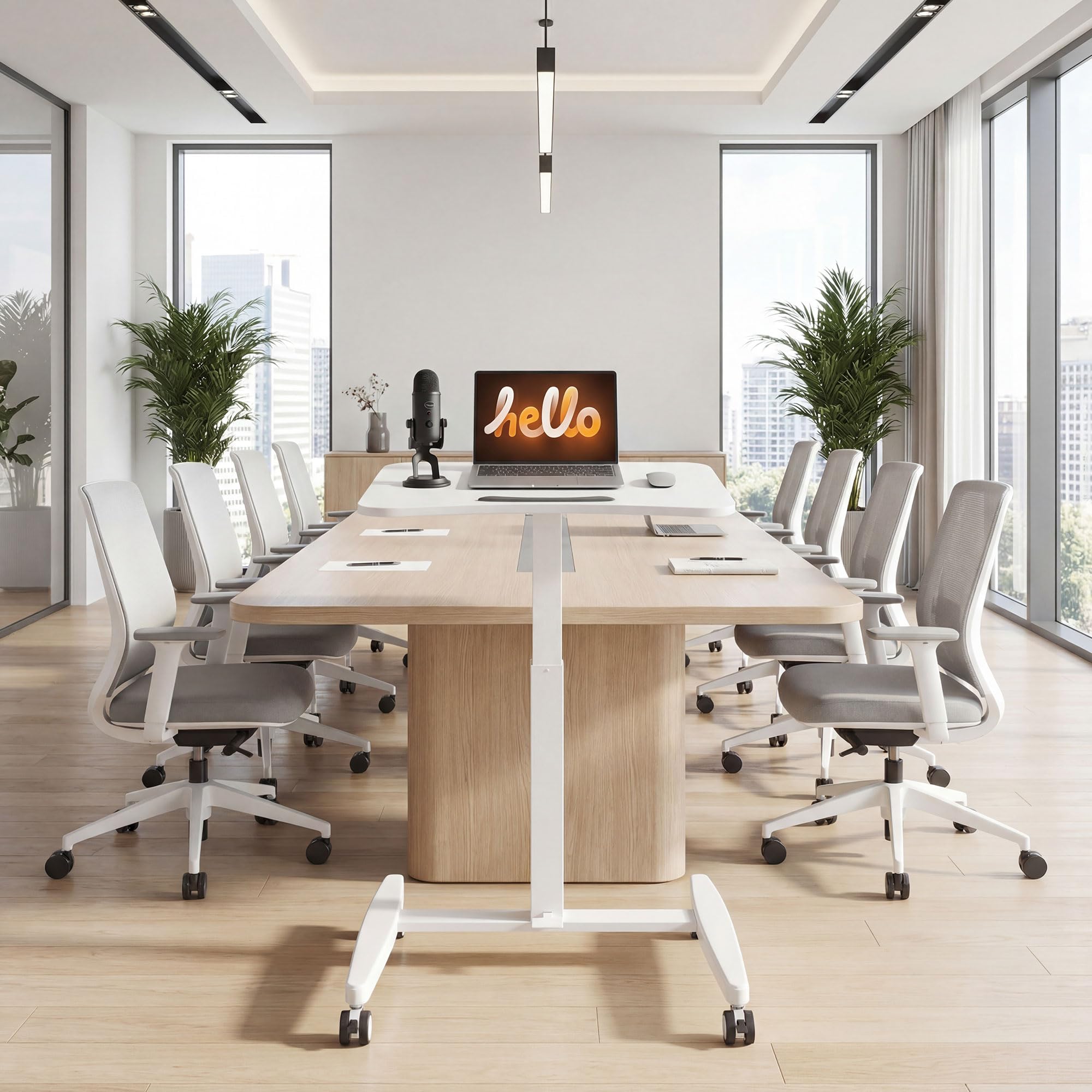 HOMCOM Laptoptisch Höhenverstellbar mit Rollen 60x52cm Tischplatte Weiß | Bestelltisch, Schreibtisch, Neigbarer, Computertisch mit Sicherheitsstopper, Mobiler Stehpult Pneumatisch, für Büro, Sofa