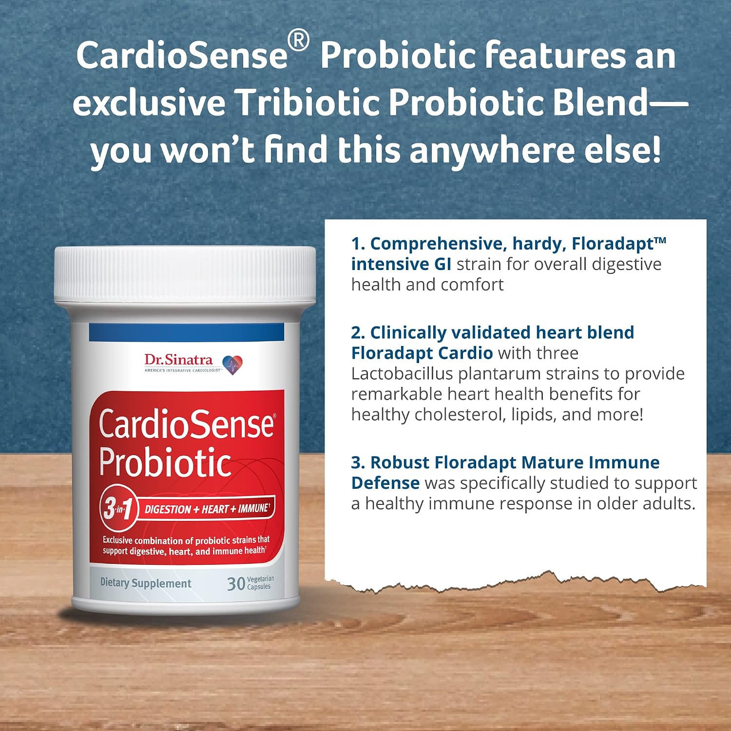 Dr. Stephen Sinatra’s CardioSense Probiotic Delivers 12 Billion CFUs of Clinically Validated Floradapt Probiotic Blends for Better Digestive, Heart, and Immune Health