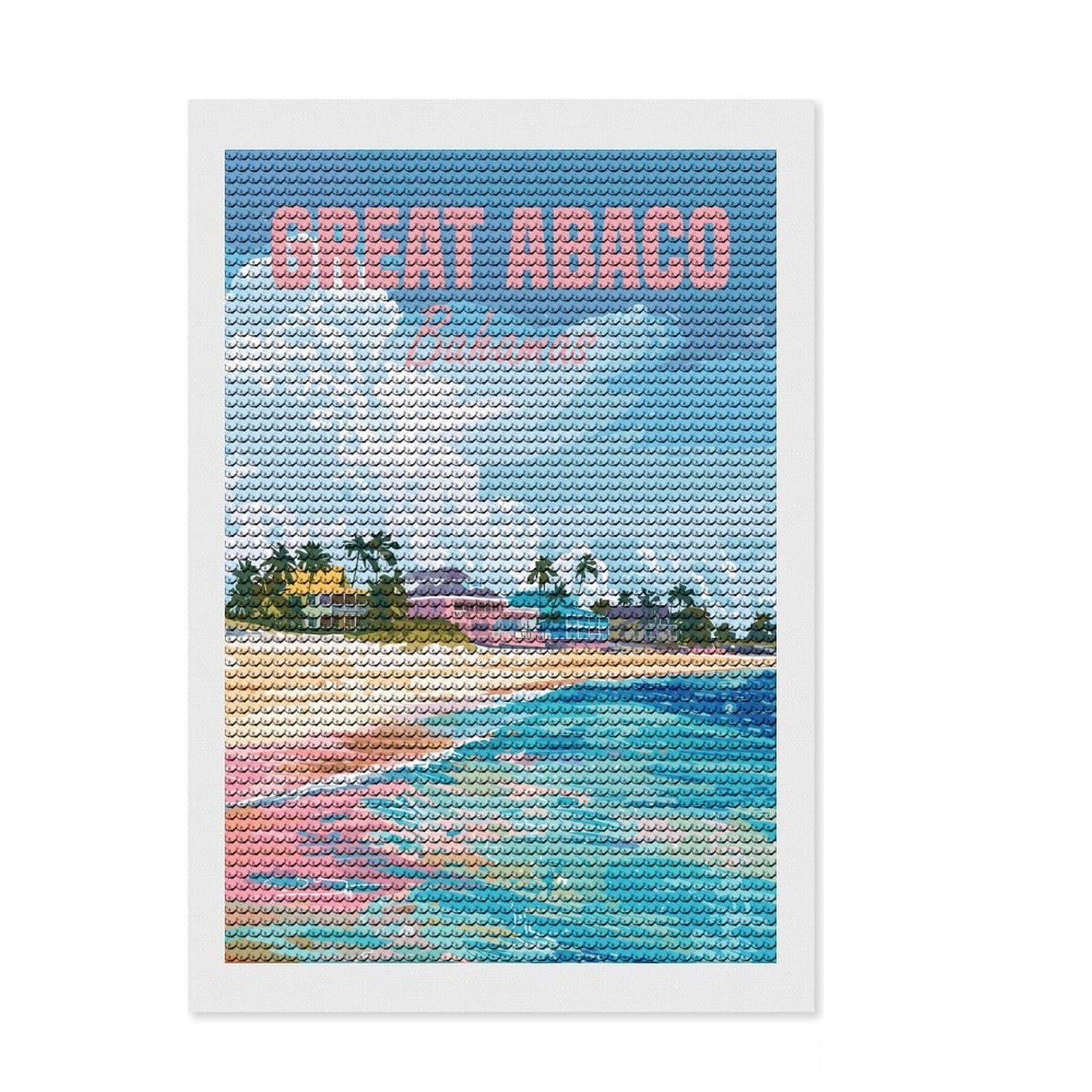 Junmoney Great Abaco Bahamas Island Diamond Style Art Kit 8"x12", Home Decoration, with Tool Kit, Decor Project, Aesthetic Room Decor