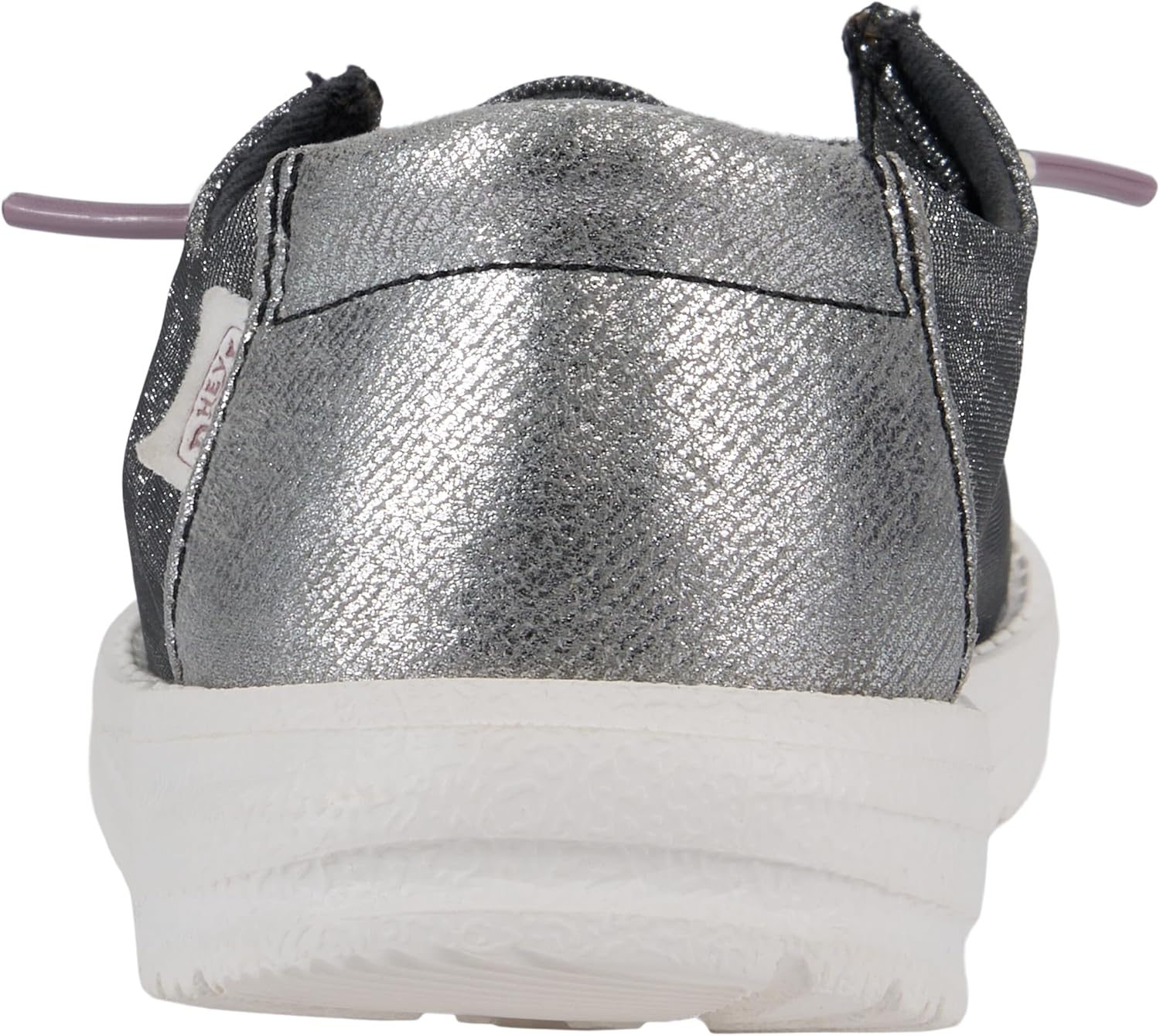 HEYDUDE Girl's Youth Wendy Metallic Sparkle Slip On Shoe | Glitter Upper | Easy On Elastic Lace Sneaker