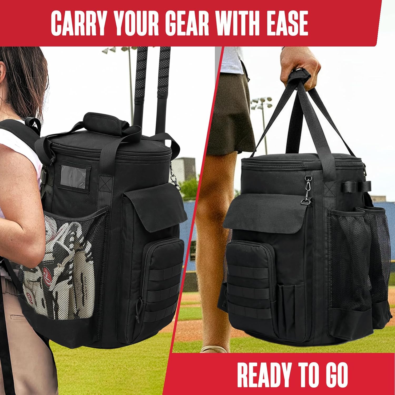 Baseball Bucket Bag, Softball Coaches Bags Fit 6 Gallon Buket, Baseball Coaching Accessories with Multiple Pockets