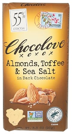 Chocolove, Bar Dark Chocolate Almond Toffee Sea Salt, 3.2 Ounce