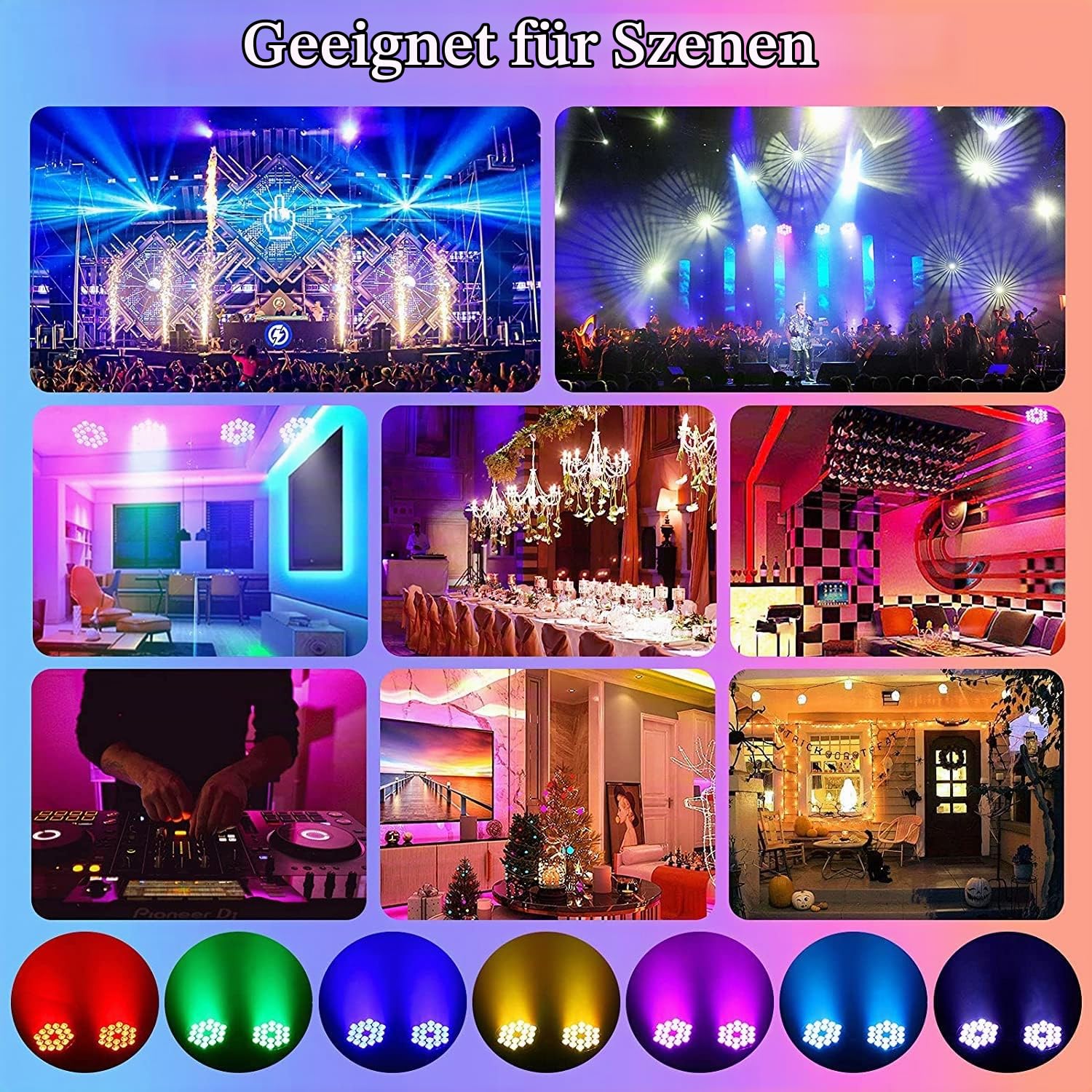 LED Par UV Scheinwerfer 200W 18 LED Bühnenlicht Strahler Discolicht Partylicht, DELIBANG 8CH Par LED Licht RGB DMX Strobe Sound Aktiv Modus Beleuchtung DJ Lichteffekt für Show Bar Party Halloween