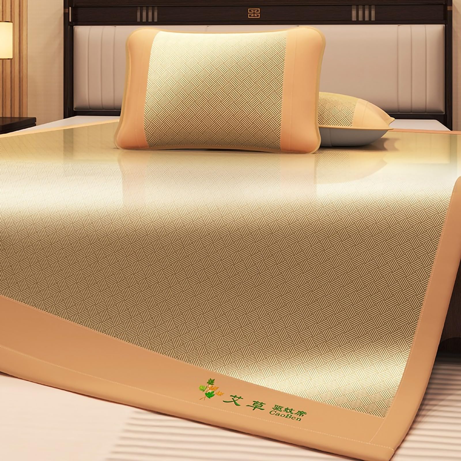FCHZJCZYT Summer Sleeping Mat, Foldable Breathable Cool Absorb Sweat Sleeping Mat, Rattan Cooling Mat, with Pillowcase, Cooling Bed for Home School Dormitory