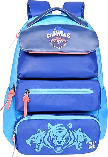 EUME Delhi Capitals 29 Ltrs Laptop Backpack with 1 Compartment | Men & Women | Fit Up to 15 inch Laptop | Blue Color