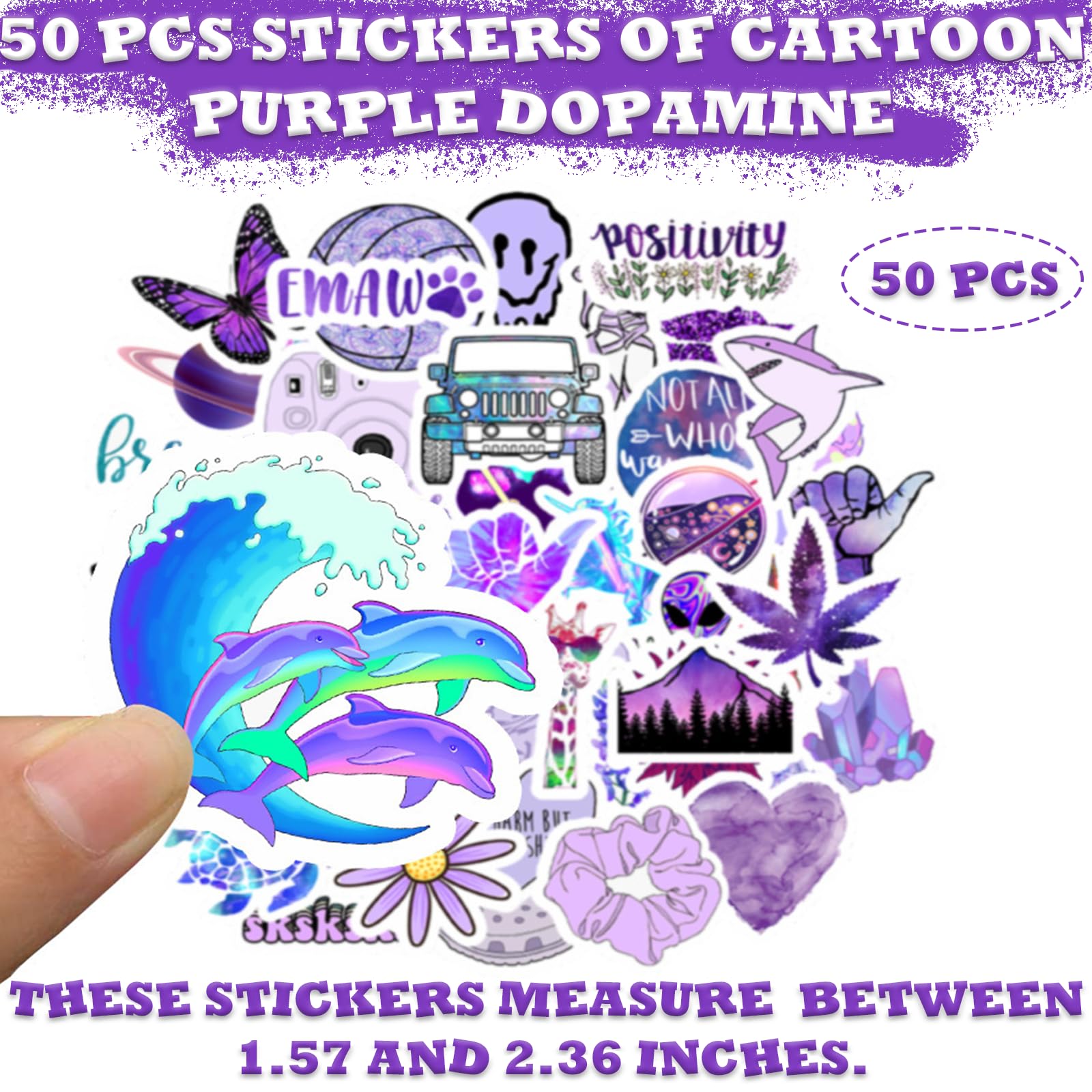 Purple Stickers Aesthetic, 50 Waterproof Vinyl Stickers for Girls Teens Cute Preppy Laptop Stickers for Water Bottle Suitcase Scrapbook - Image 2
