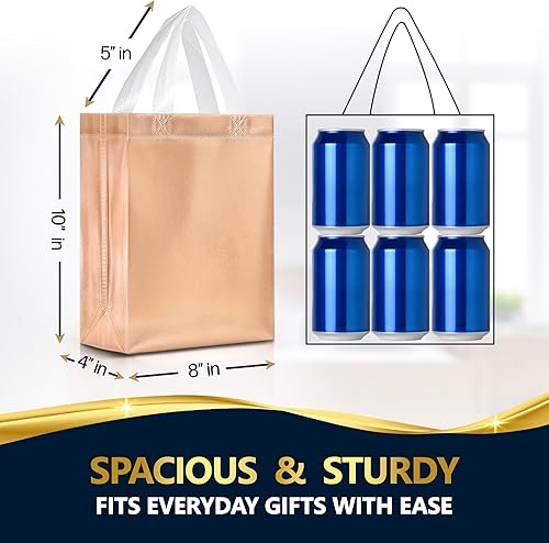 Miniatura 140 de Nush Nush Bolsas de regalo doradas extragrandes – Juego de 12 bolsas de regalo reutilizables extra grandes con asas – Bolsas de regalo XL perfectas