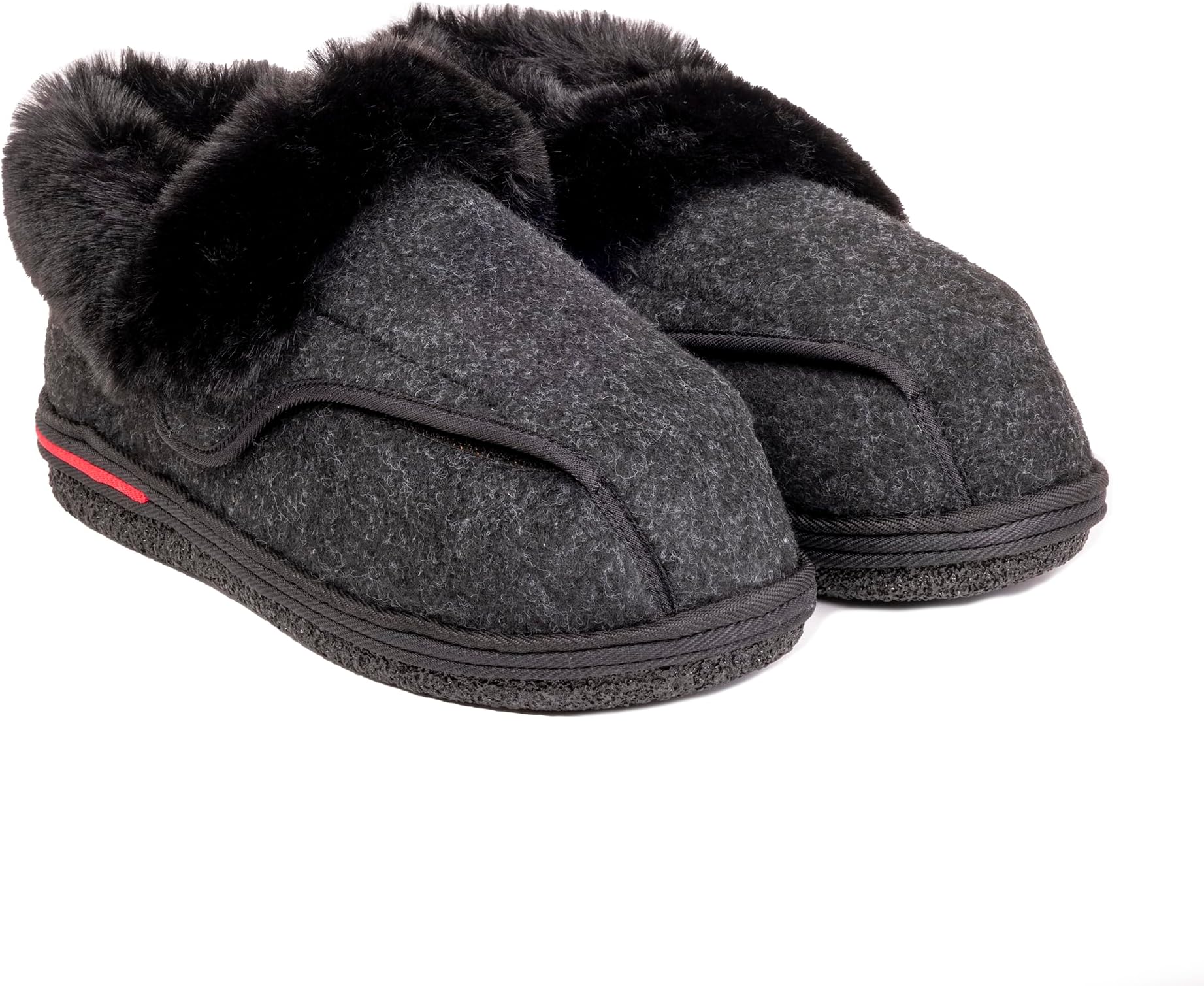 Women's Cozy Adjustable Slippers Wide Fit, Plush Faux Fur Lining, Non-Slip Sole, Comfortable House Shoes for Arthritis, Swollen Feet & Diabetes Relief