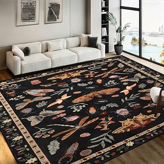 Jahrgang Insekt Bereich Teppiche für Leben Zimmer, 60x90cm, Nachtfalter Schmetterlinge Käfer Libellen Teppich, Schmutzig Beständig Waschbar Teppich für Kindergarten Schlafzimmer
