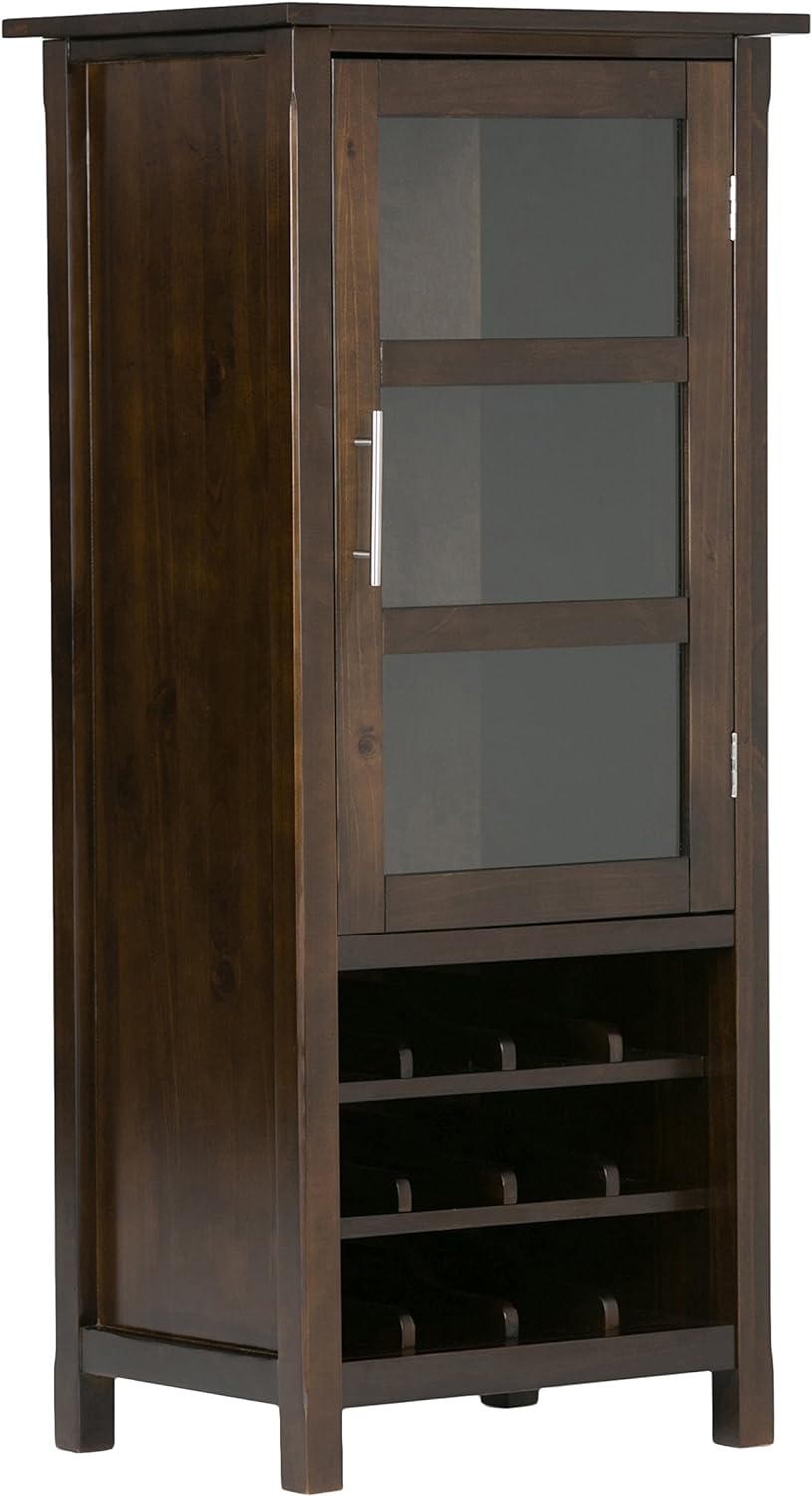 SIMPLIHOME Avalon Mueble Almacenaje Vino 12 Botellas Madera Sólida