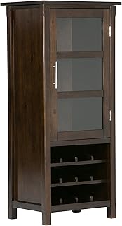 SIMPLIHOME Avalon 12-Bottle SOLID WOOD 22 Inch Wide Contemporary High Storage Wine Rack Cabinet in Dark Tobacco Brown, For the Living Room, Dining Room and Kitchen