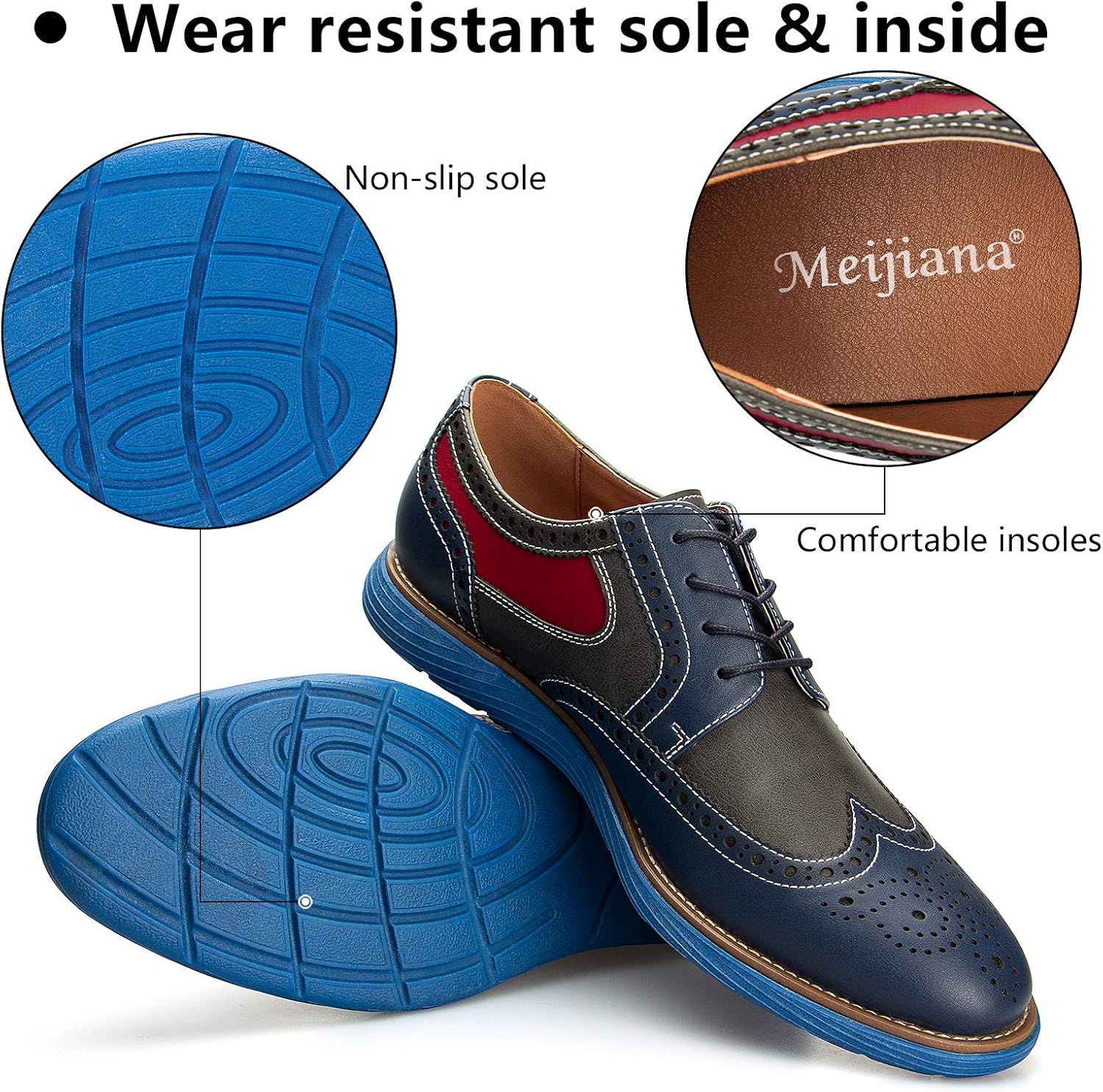 Meijiana Men's Oxford Shoes - Blue - Casual Dress Shoes - Image 4