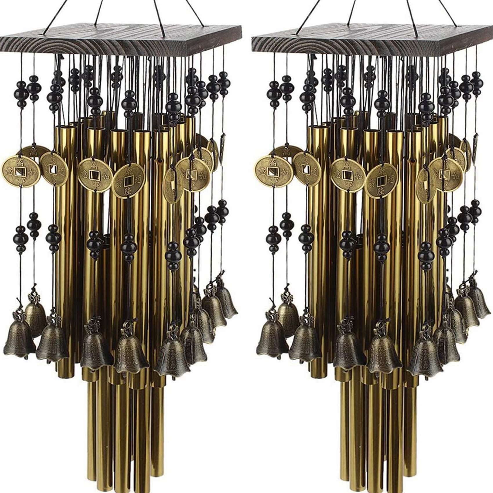 Hndhbfgrt 2X Outdoor Indoor Metal Tube Wind Chime with Copper Bell Large Windchimes for Yard Patio Garden Terrace Decoration 80cm