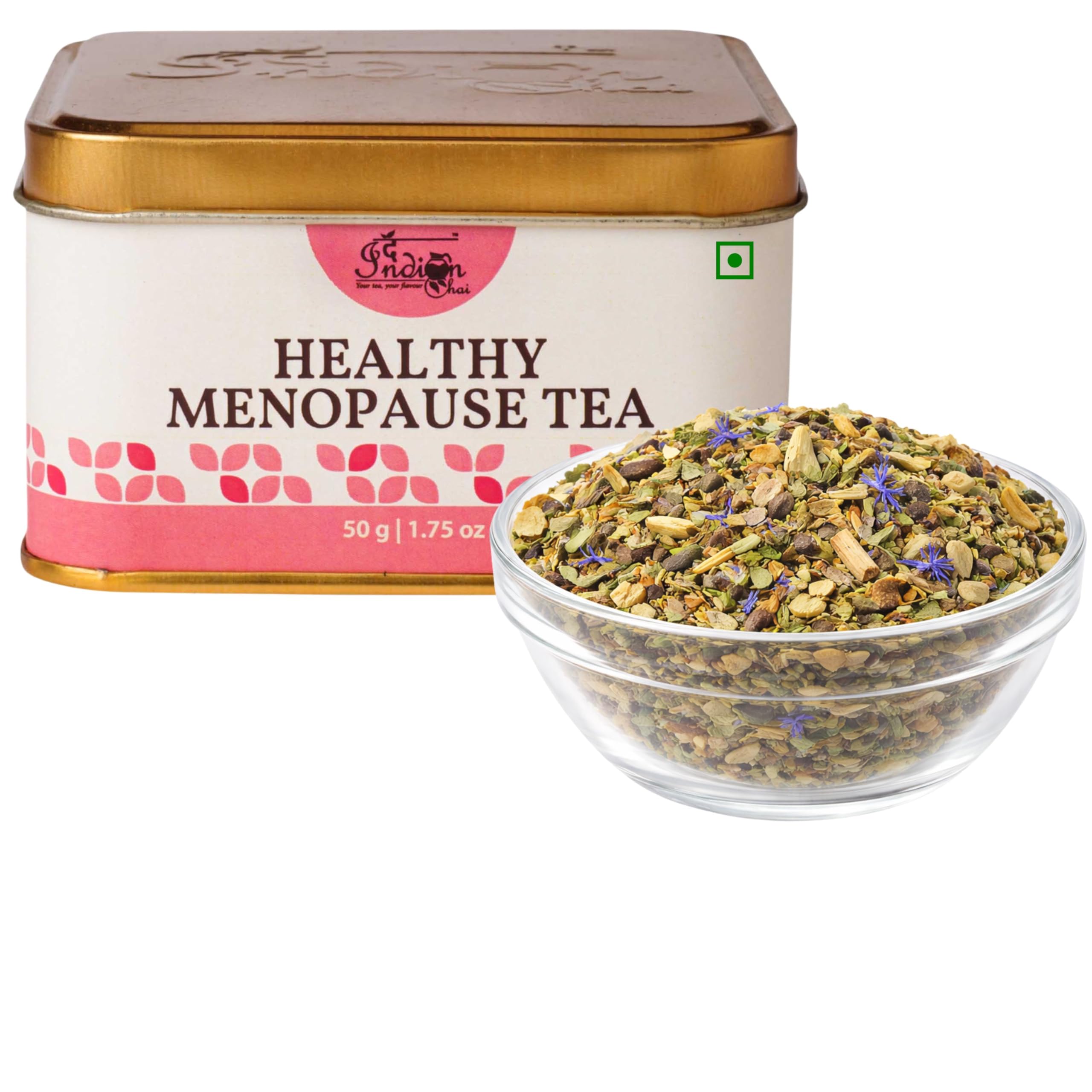 The Indian Chai – Healthy Menopause Tea 50g | Herbal Blend with Raspberry Leaf, Red Clover, Vetiver & Guggul | Supports Hormonal Balance, Cooling Comfort & Emotional Wellbeing