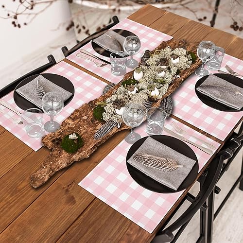 Vista 391 de Juego de 6 manteles individuales rojos para el día de San Valentín, diseño de corazón de San Valentín, resistentes al calor, lavables, manteles