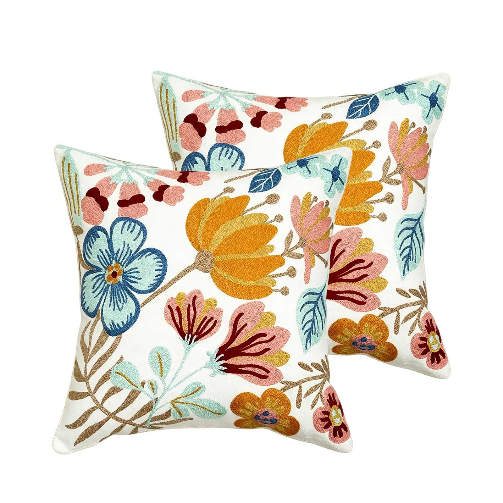 AXCTYSFP Embroidered Floral Decorative Throw Pillow Covers