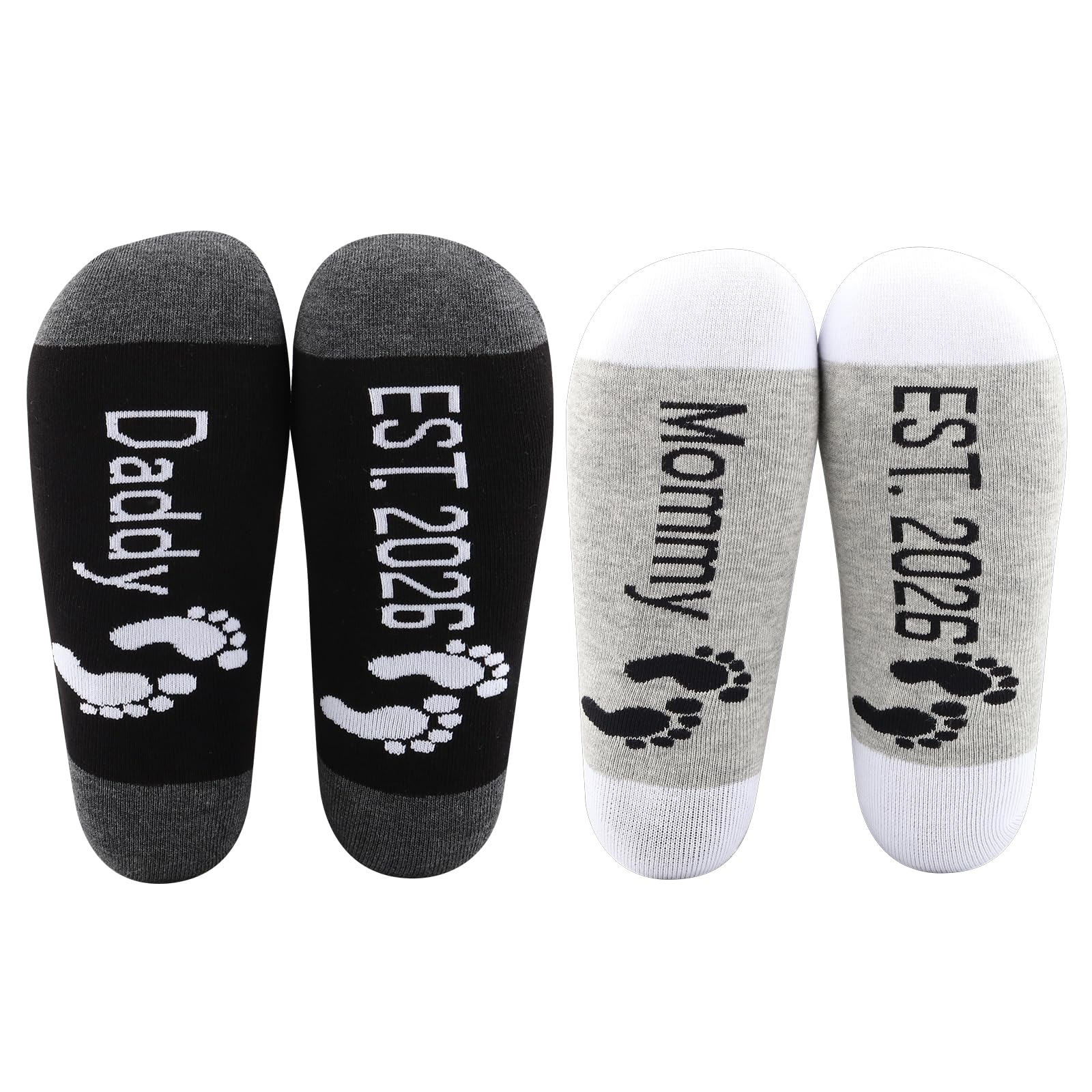 MBMSO New Parents Gifts Daddy Mommy Est 2025 New Mom and Dad Socks Pregnancy Reveal Gifts for Parents