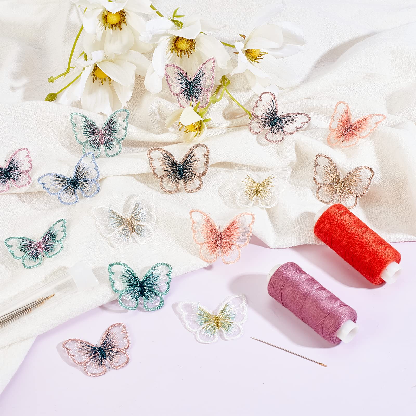 20 Pezzi Toppe Ricamate A Farfalla - Organza Per Abiti Da Sposa E Fai Da Te - Foto 3