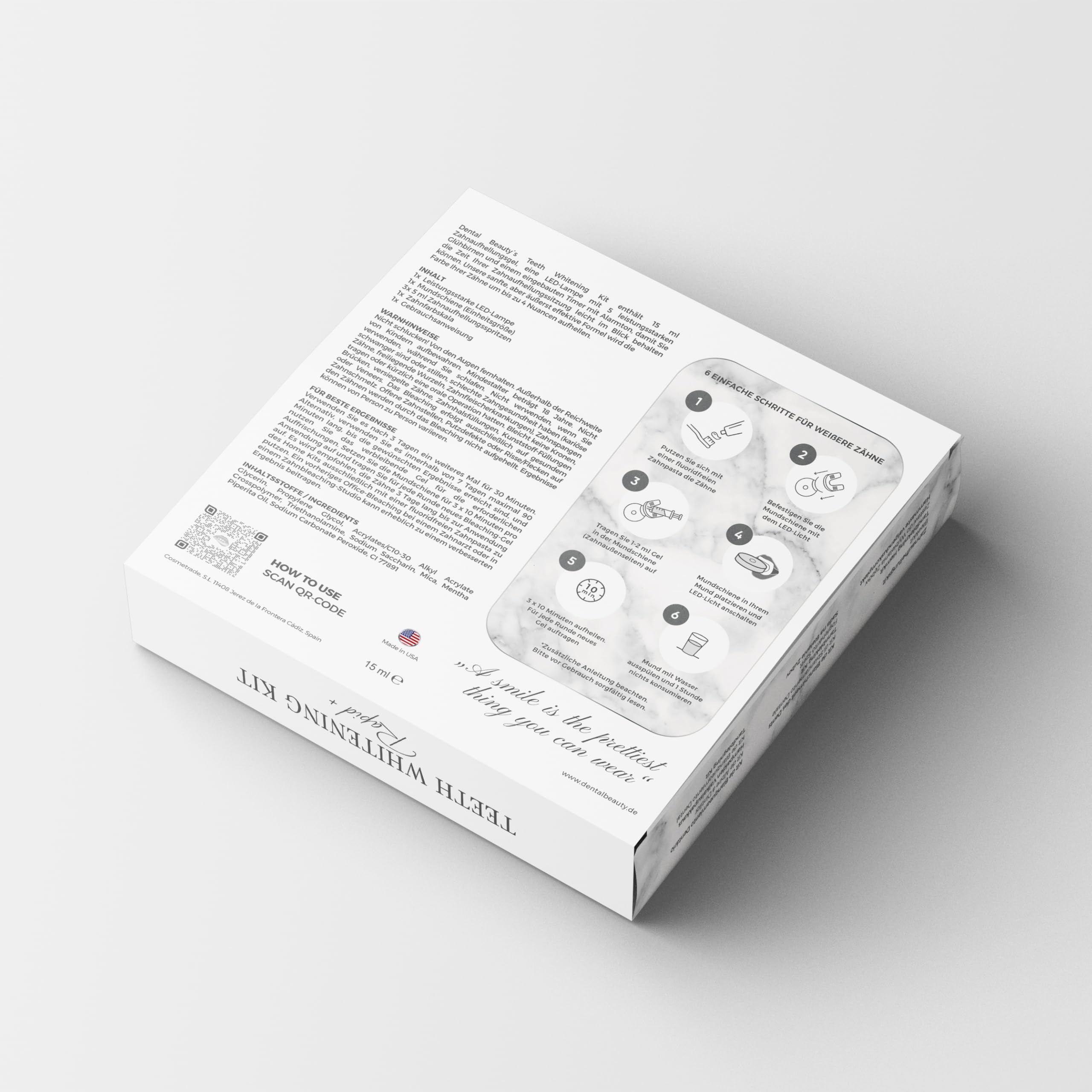 Dental Beauty - Set sbiancamento dei denti tutto in uno Teeth Whitening Kit - Sbiancamento dei denti con rivoluzionaria tecnologia di sbiancamento del tè americano - sbiancamento dei denti - effetto
