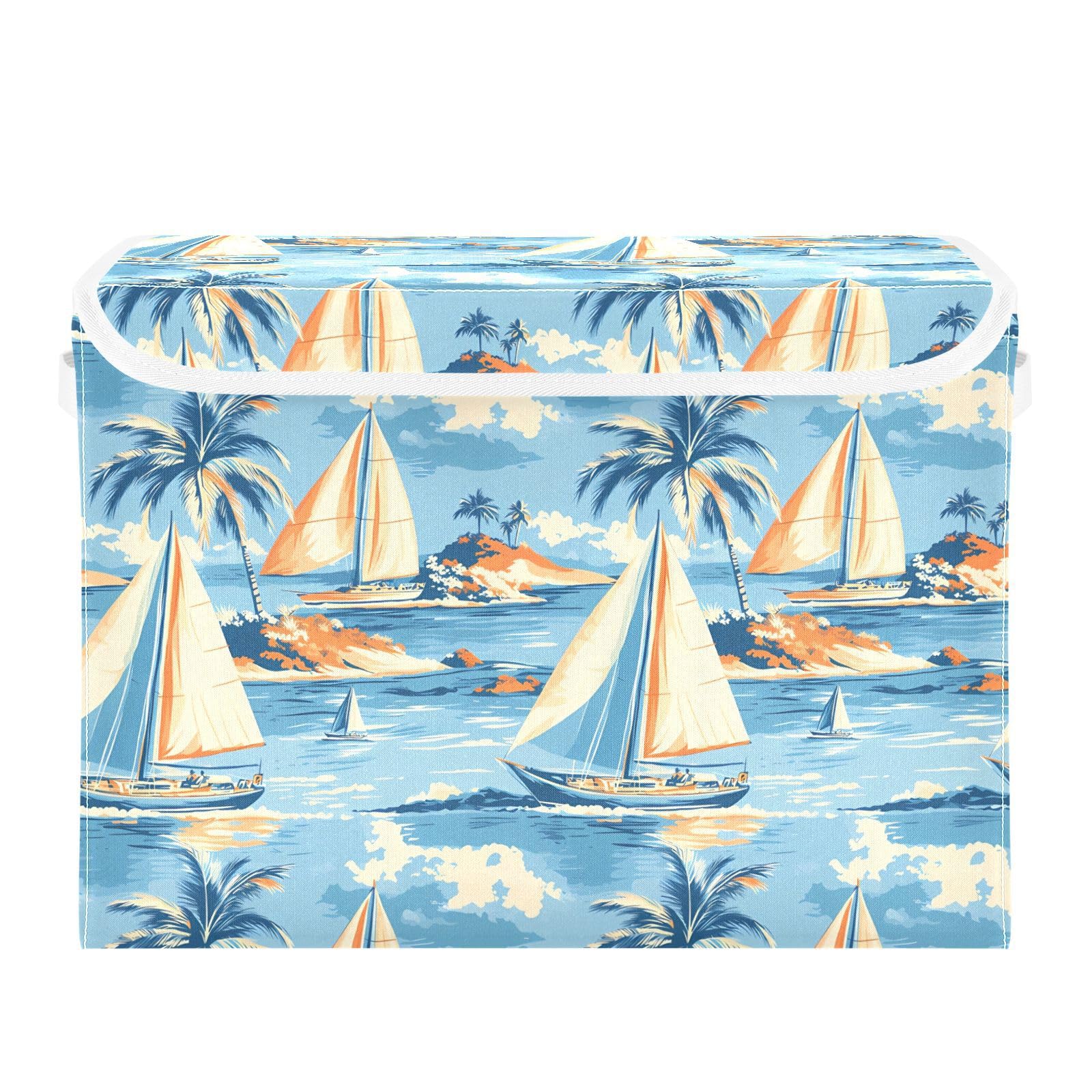 Boîtes de rangement pliables avec couvercle Mnsruu motif voilier pour placard