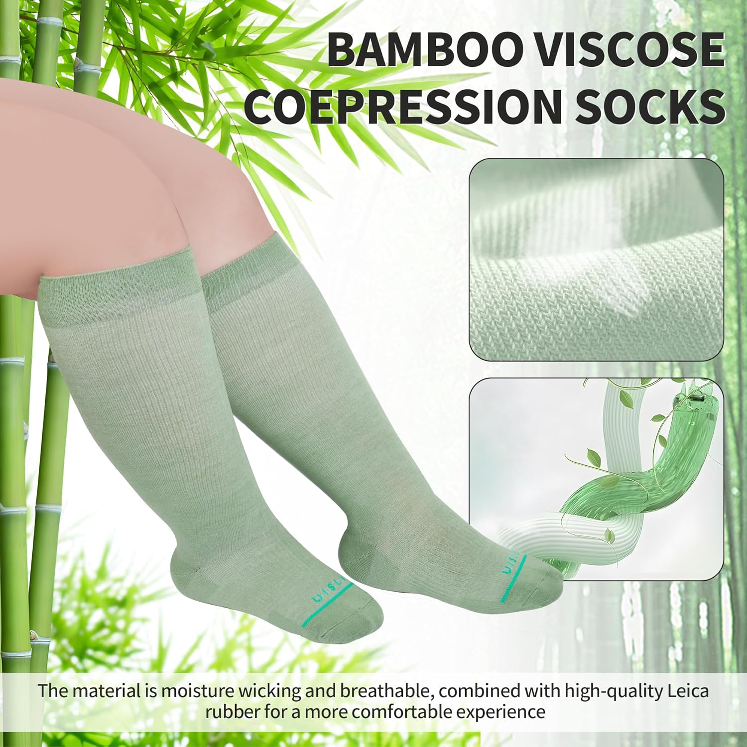 Plus Size Compression Socks Wide Calf Women Men,5 Pairs 20-30mmHg Extra Width Calf Viscose Knee High Compression Socks for Circulation Support