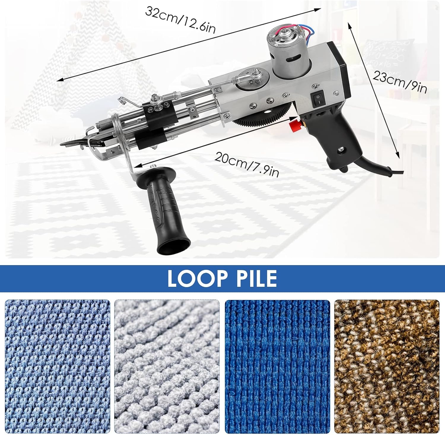 Tufting Rug Gun, Cut Pile Tufting Gun, Handheld Carpet Tufting Gun, Loop Pile Rug Gun, Electric Carpet Weaving Machine, Flocking Knitting Rug Gun Machine