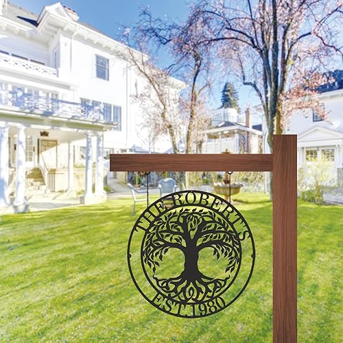 Miniatura 6 de Personalized Signs Tree of Life Wall Art Decor, Metal Family Name Signs Customized Outdoor, Metal Tree Wall Decor, Personalized Couples Gift