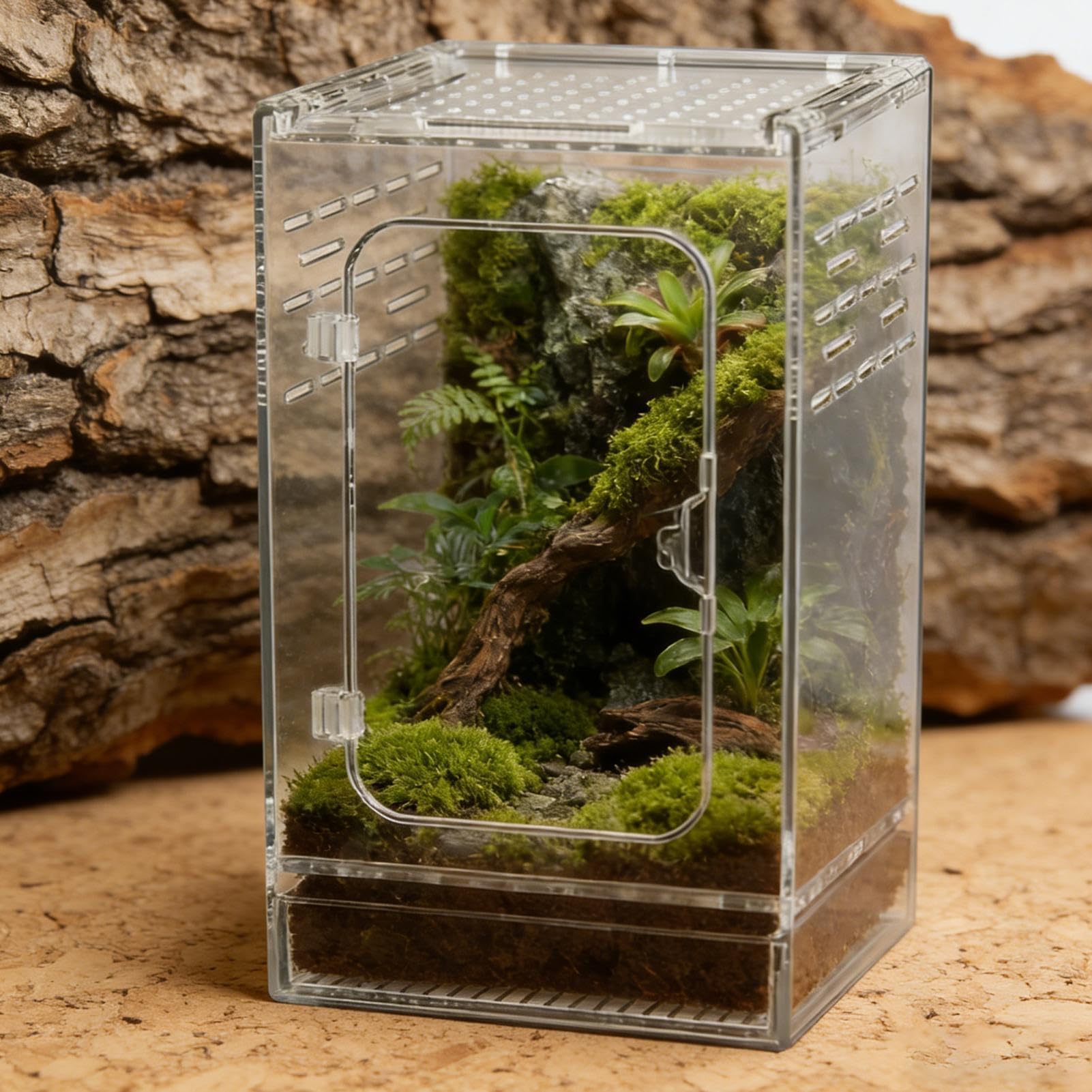 Pająk | Przezroczyste akrylowe terrarium o pełnej przejrzystości | Siedlisko małych pająków dla gadów | dla jaszczurek, ślimaków, żab, węży i krabów pustelników