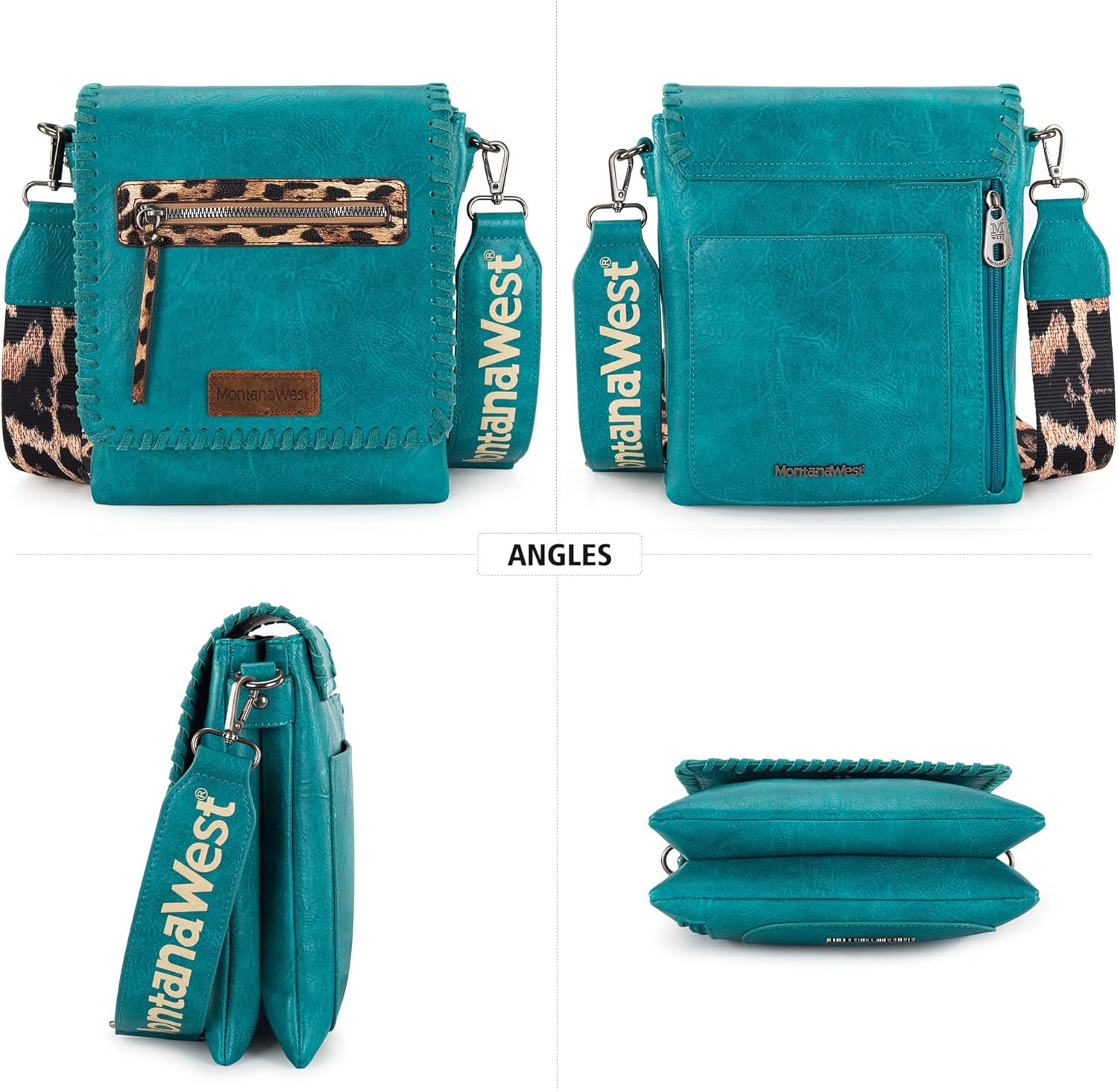 Montana West Crossbody Bags for Women with Dual Compartments Western Cross Body Purse with Leopard Print Guitar Strap - Image 3