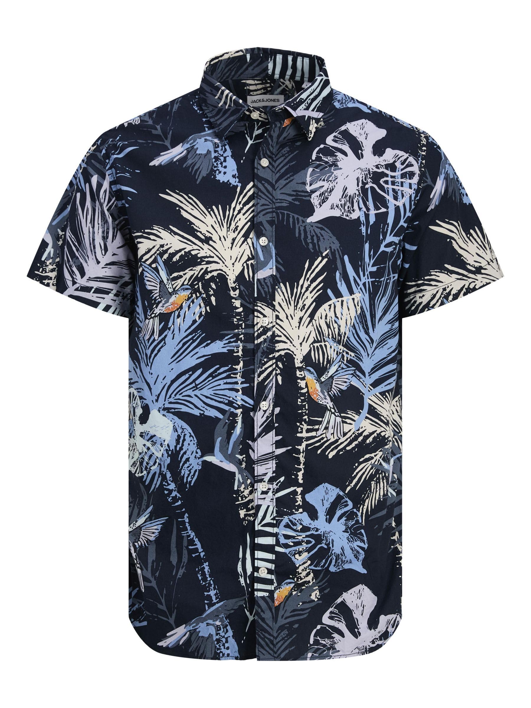 JACK & JONES Jjhawaii AOP Shirt SS, Sky Captain, L