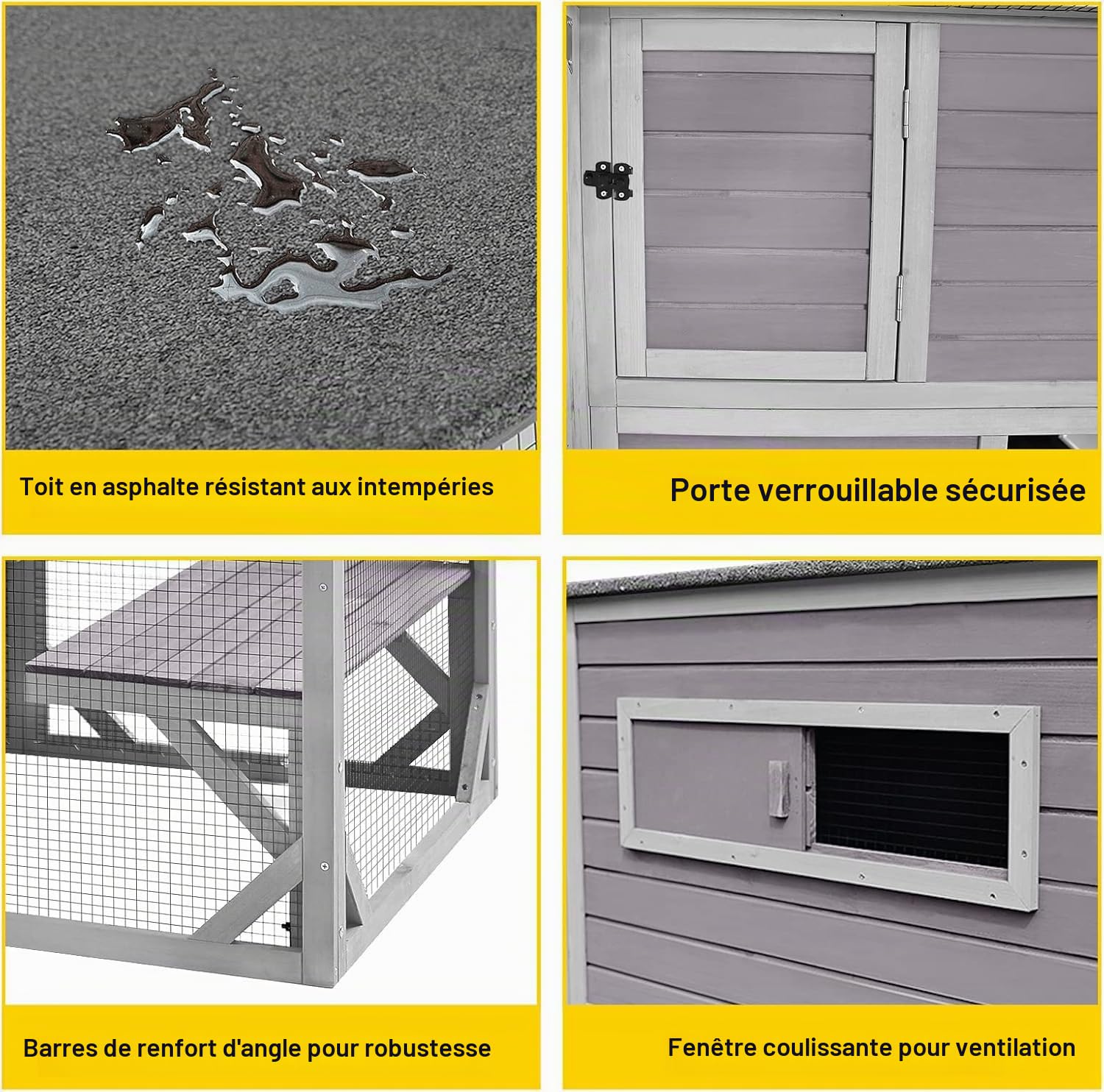 Catio Niche d'extérieur pour chat avec 4 niveaux pour intérieur et extérieur avec toit résistant aux intempéries et pièce spacieuse