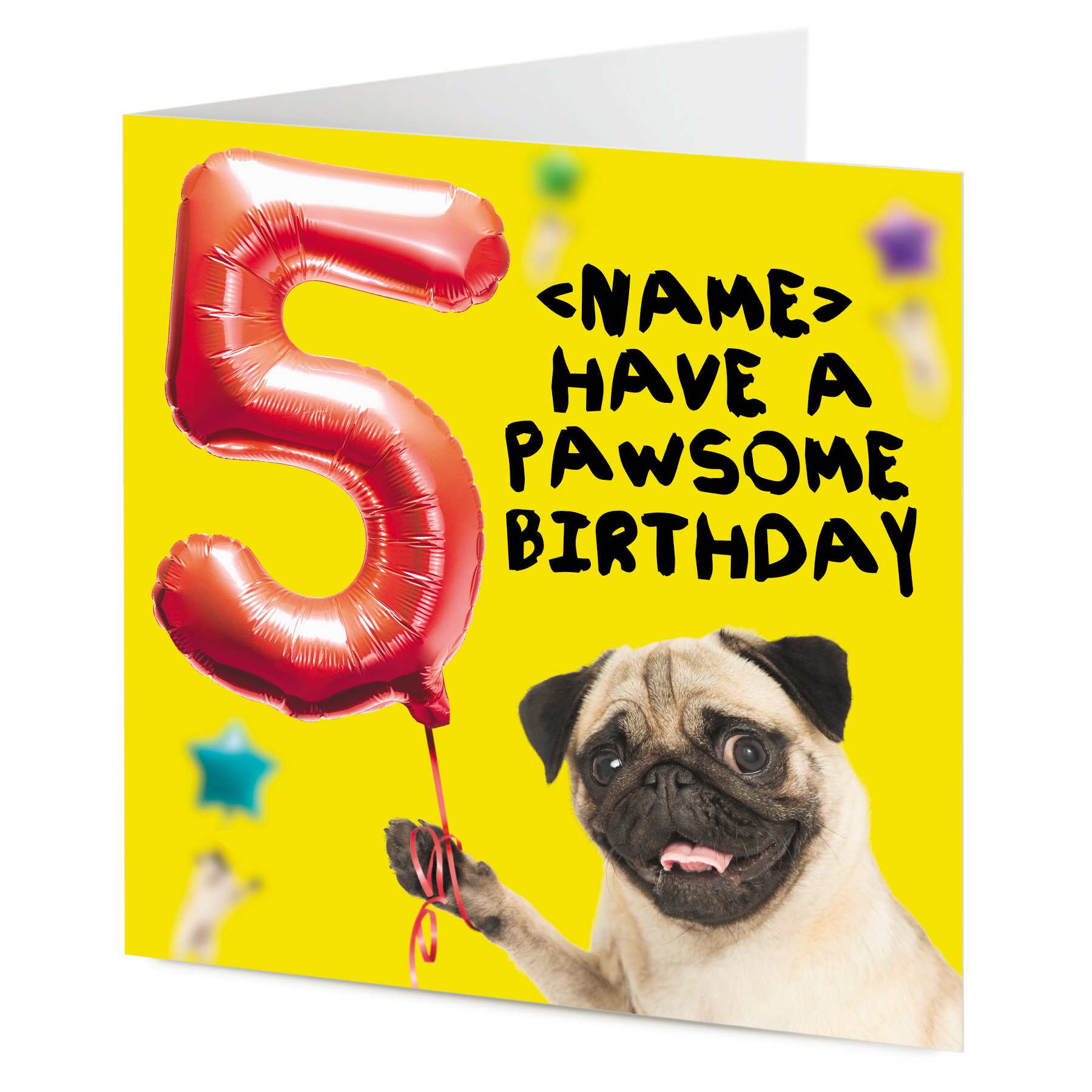 TigerMill Publishing personalised Pug Dog Birthday Card Just add your greeting! – any age from 1–99